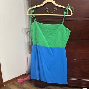 Green and Blue Spaghetti Strap Dress